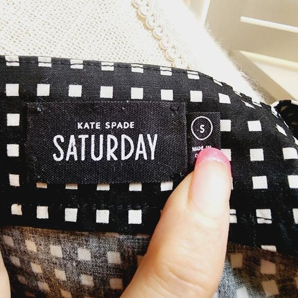 KATE SPADE BLACK/WHITE CHECK TANK SIZE SMALL - Picture 6 of 7